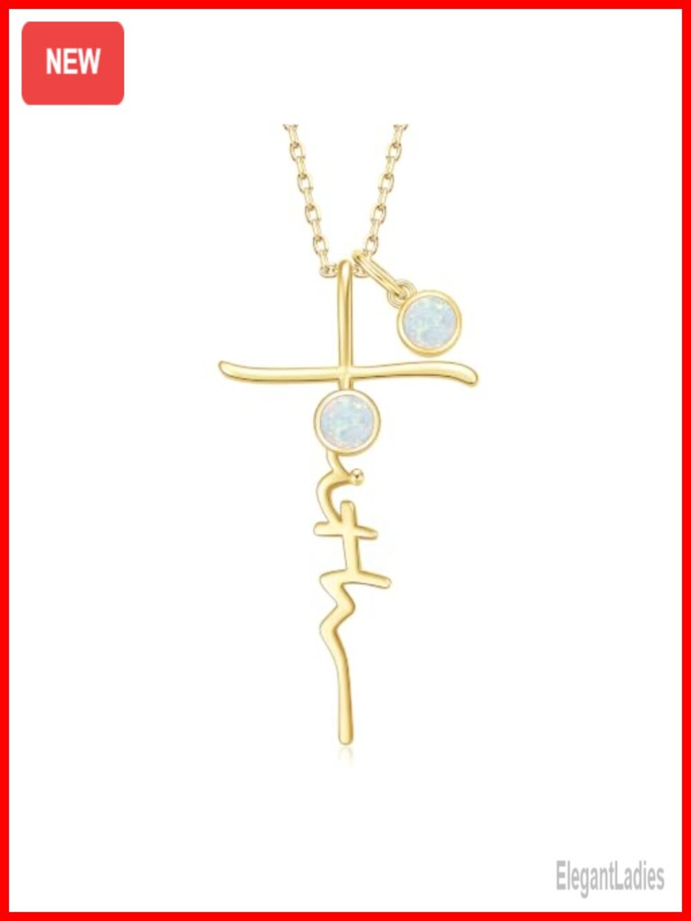 14k Gold Plated Cross Faith Double Birthstone Necklace 18in Cable Chain